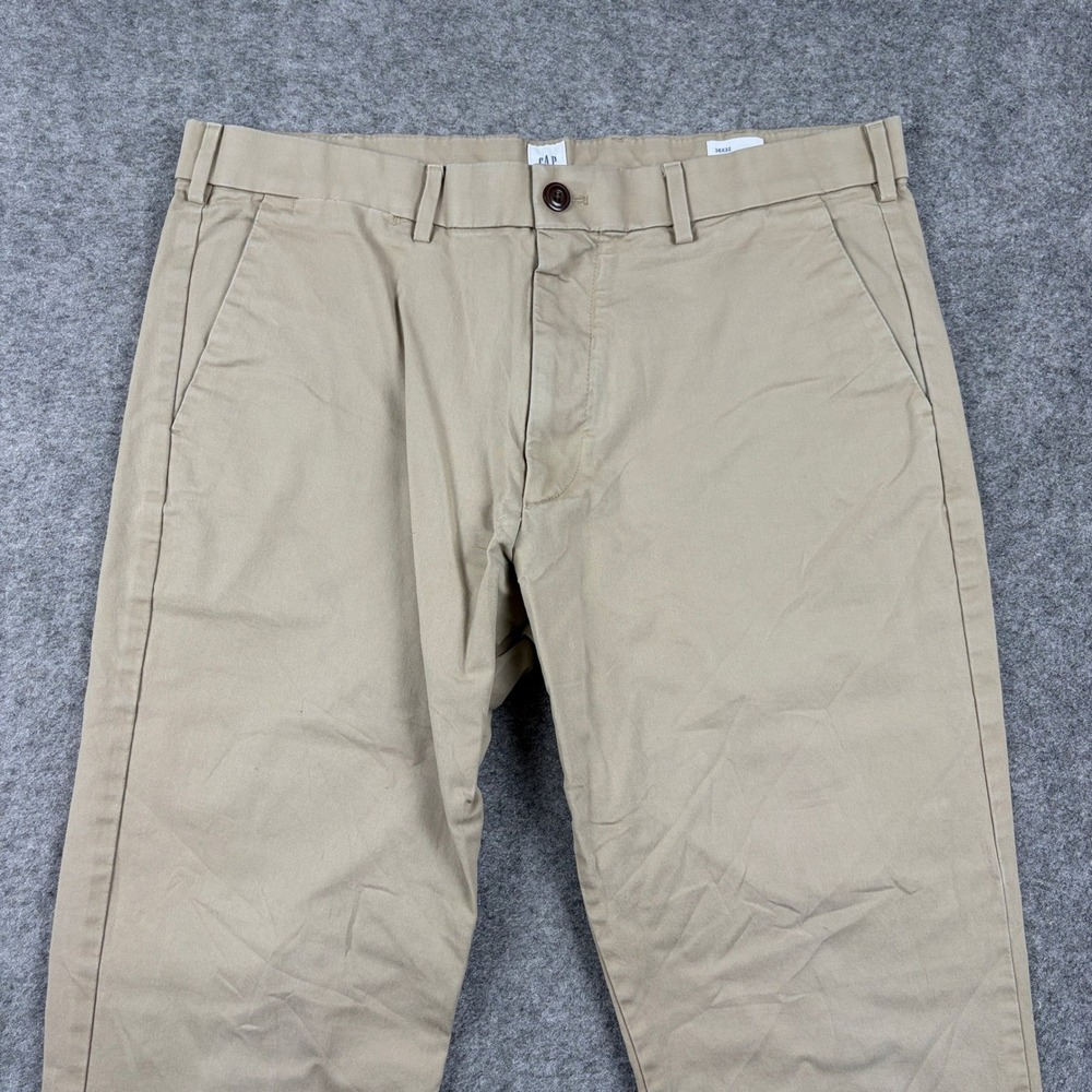GAP Chino Pants Mens 36x32 Slim Fit Khaki Beige Cotton Casual Trousers Outdoor